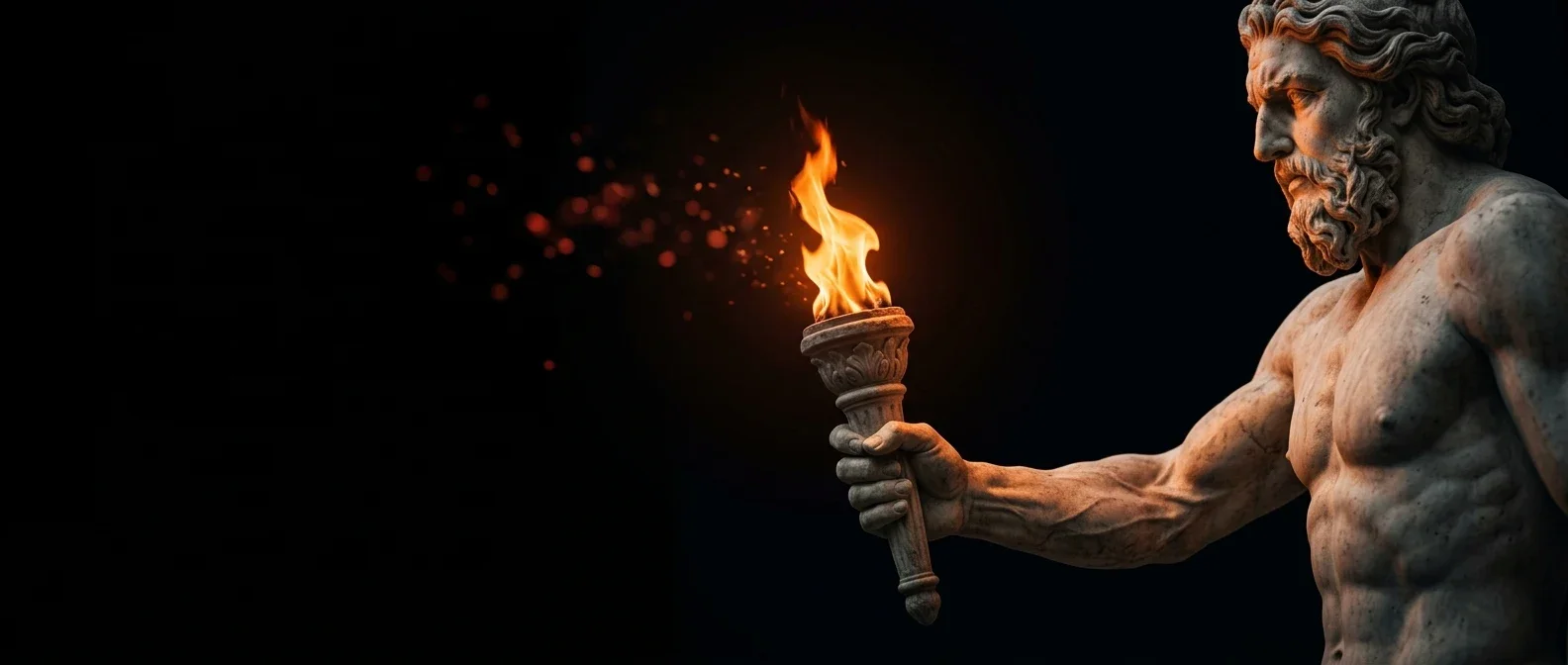 Prometheus handing over a torch